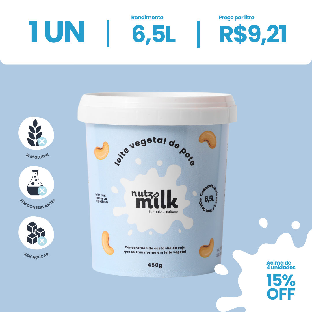 Leite Vegetal NutzMilk® 6,5L - Concentrado de Castanha de Caju