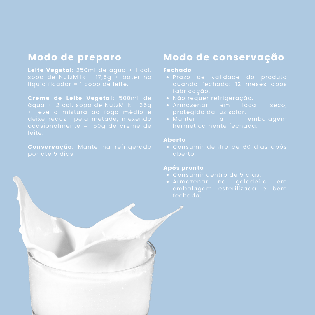 Leite Vegetal NutzMilk® Sachê 12 uni - Concentrado de Castanha de Caju