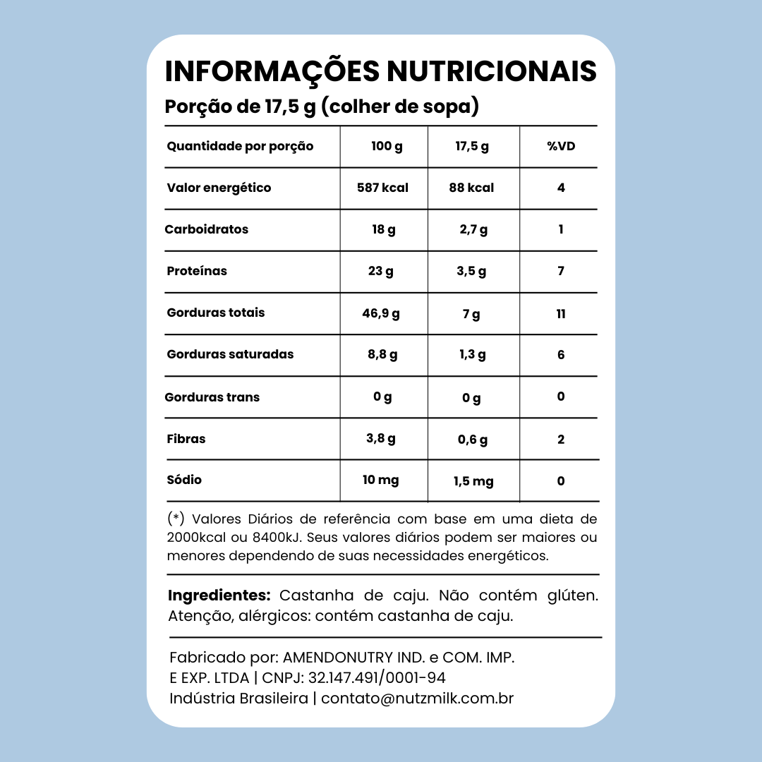 Leite Vegetal NutzMilk® 6,5L - Concentrado de Castanha de Caju