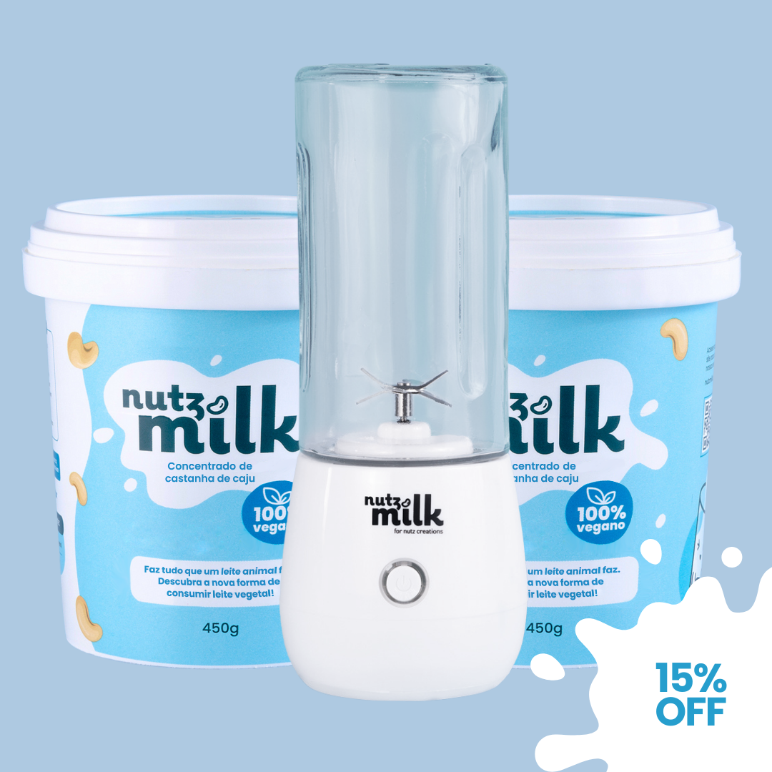 Kit 1 Mini Liquidificador NutzMilk® + 2 Unidades de Leite Vegetal NutzMilk ® 13L