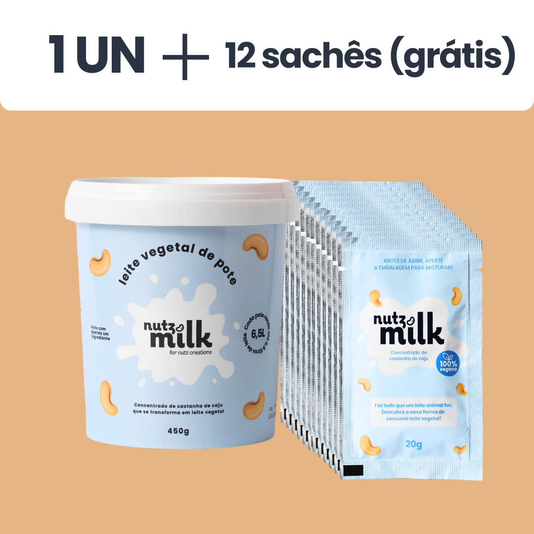Leite Vegetal NutzMilk® 6,5L - Concentrado de Castanha de Caju + 12 sachês (grátis)