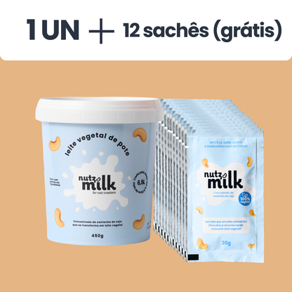 Leite Vegetal NutzMilk® 6,5L - Concentrado de Castanha de Caju + 12 sachês (grátis)
