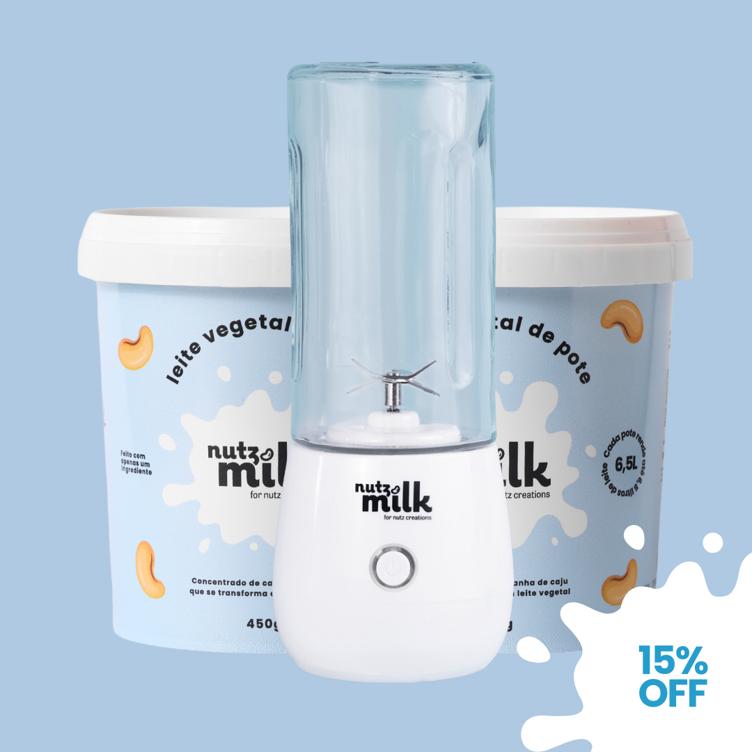 Kit 1 Mini Liquidificador NutzMilk® + 2 Unidades de Leite Vegetal NutzMilk ® 13L