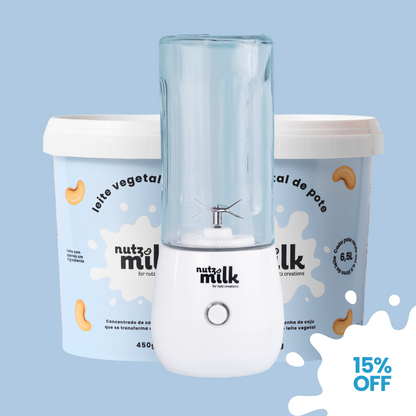 Kit 1 Mini Liquidificador NutzMilk® + 2 Unidades de Leite Vegetal NutzMilk ® 13L