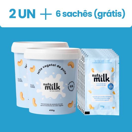 Kit 2 Unidades: Leite Vegetal NutzMilk® 13L - Concentrado de Castanha de Caju + 6 sachês (grátis)
