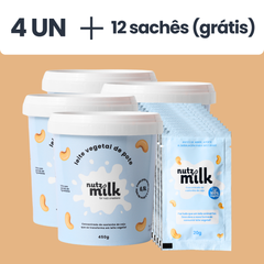 Kit 4 Unidades: Leite Vegetal NutzMilk® 26L - Concentrado de Castanha de Caju +12  sachês (grátis)