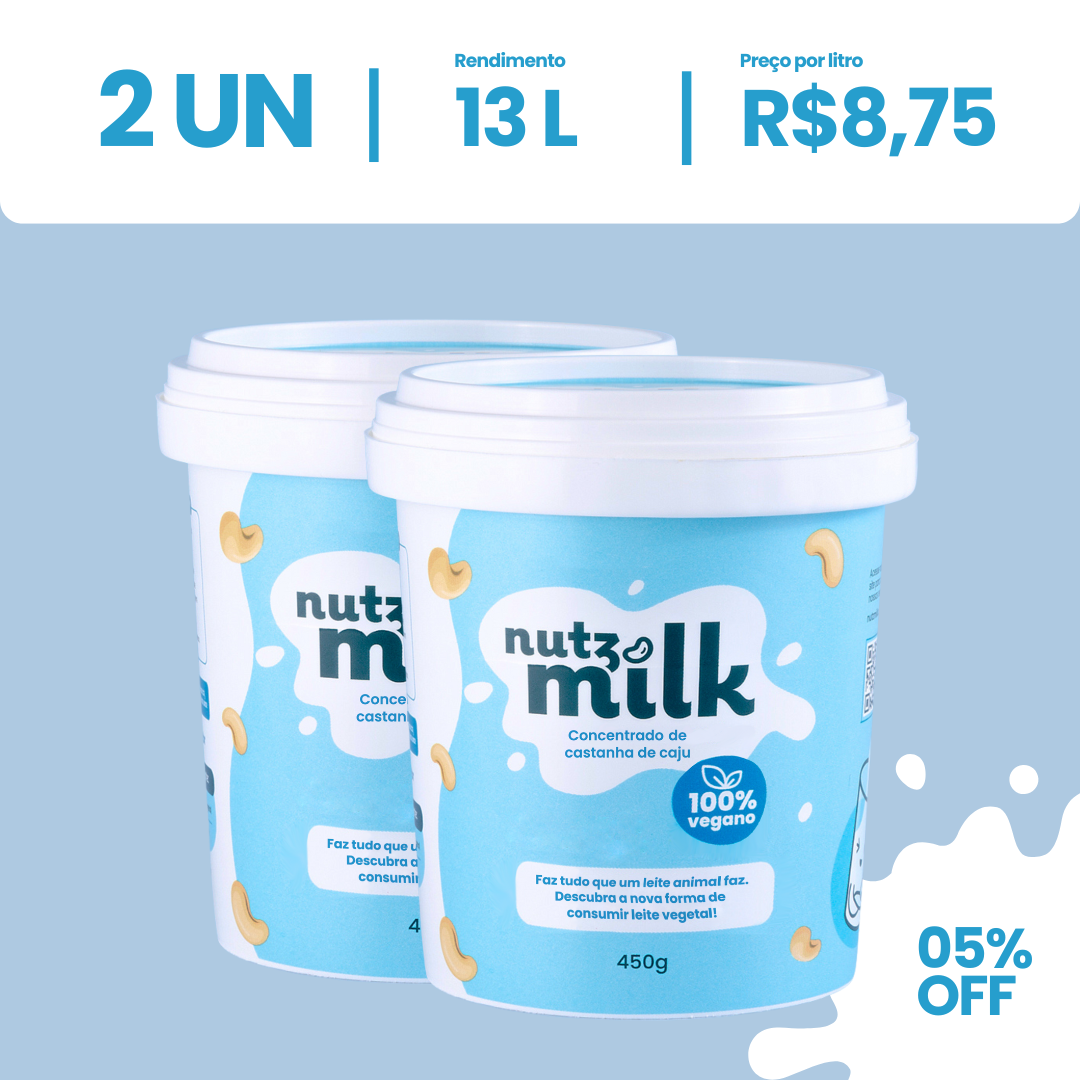 Kit 2 Unidades: Leite Vegetal NutzMilk® 13L - Concentrado de Castanha de Caju