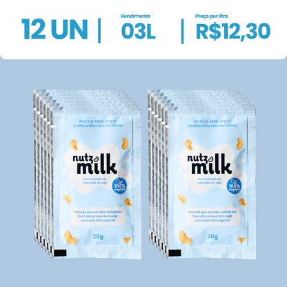 Leite Vegetal NutzMilk® Sachê 12 uni - Concentrado de Castanha de Caju